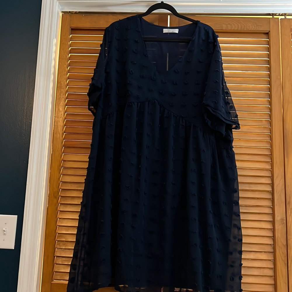 Navy Swiss.mini with sheer sleeves.